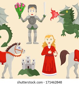 ornament a background illustrating rescue of the princess by the knight
