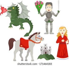 ornament a background illustrating rescue of the princess by the knight 