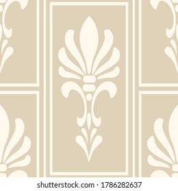 Ornament background pattern. Sample template. Seamless patterns Used colors: beige and white. Perfect for fabrics, covers, patterns, posters, interior designs or wallpapers. Vector background image