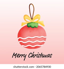 ornament ball decorate for christmas party.happy new year card and merry christmas banner watercolor style.
