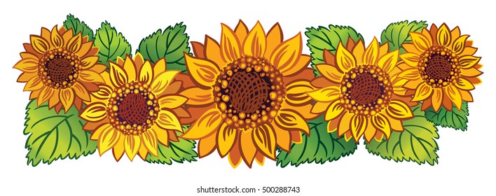 ornament in the band: sunflowers with leaves