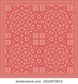Ornament for a bandana, neckerchief, decorative panel, tablecloth or other design project. Version No. 20. Vector illustration