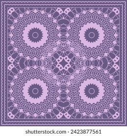 Ornament for a bandana, neckerchief, decorative panel, tablecloth or other design project. Version No. 12. Vector illustration