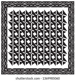 ornament bandana print, silk neck scarf or kerchief square pattern design style for print on fabric.plaid pattern (textile,tile,wallpaper,geometric,digital print;triangle).