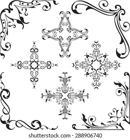 Ornament baroque corners set on white