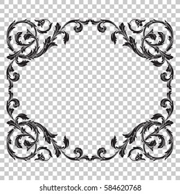 Ornament in baroque style on transparent background isolated vector illustration
