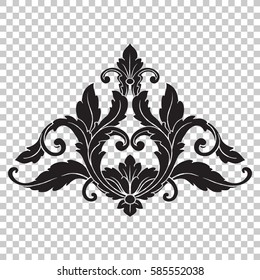 Ornament in baroque style on transparent background isolated vector illustration