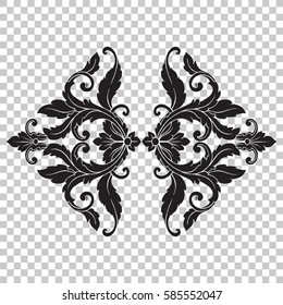 Ornament in baroque style on transparent background isolated vector illustration