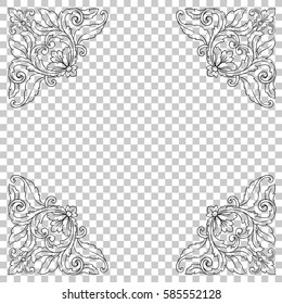 Ornament in baroque style on transparent background isolated vector illustration