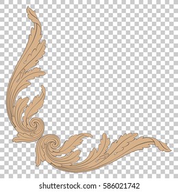 Ornament in baroque style on transparent background isolated vector illustration