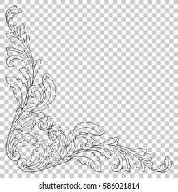 Ornament in baroque style on transparent background isolated vector illustration