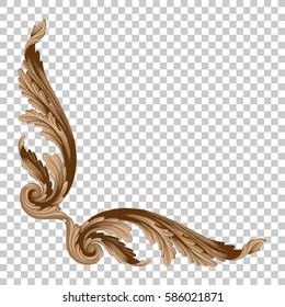 Ornament in baroque style on transparent background isolated vector illustration