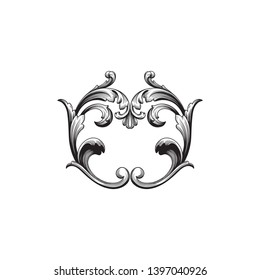 ornament baroque style. Retro rococo decoration element with flourishes calligraphic.