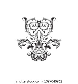 ornament baroque style. Retro rococo decoration element with flourishes calligraphic.