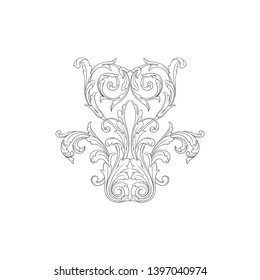 ornament baroque style. Retro rococo decoration element with flourishes calligraphic.