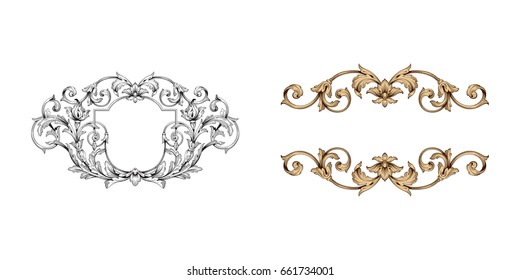 Ornament in baroque style. You can use for wedding decoration of greeting card and laser cutting.