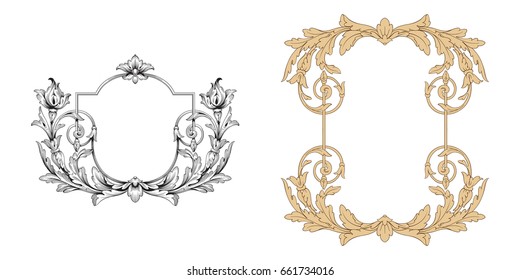 Ornament in baroque style. You can use for wedding decoration of greeting card and laser cutting.