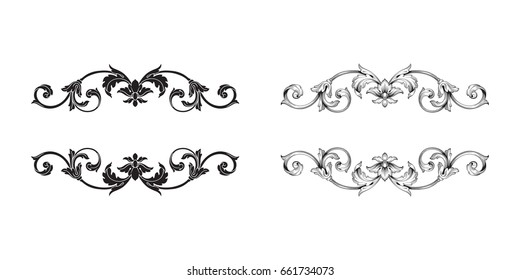 Ornament in baroque style. You can use for wedding decoration of greeting card and laser cutting.