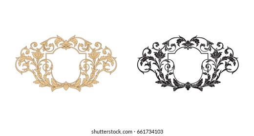 Ornament in baroque style. You can use for wedding decoration of greeting card and laser cutting.