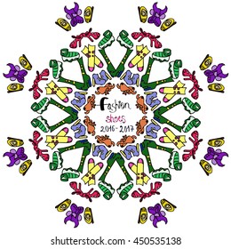 Ornament beautiful card with girl . Geometric element hand drawn. Perfect cards for any other kind of design, birthday and other holiday, kaleidoscope, medallion, yoga, India, arabic.