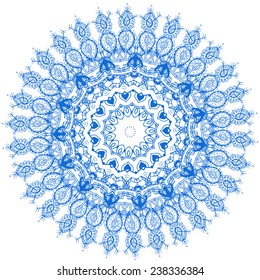 Ornament beautiful card with mandala. Flake of snow made in vector. Perfect  cards for any other kind of design, birthday and other holiday, kaleidoscope,  medallion, yoga, india, arabic