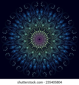 Ornament beautiful  card with mandala. Geometric circle element made in vector. Perfect  cards for any other kind of design, birthday and other holiday, kaleidoscope,  medallion, yoga, india, arabic