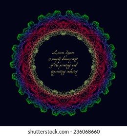 Ornament beautiful  card with mandala. Geometric circle element made in vector. Perfect  cards for any other kind of design, birthday and other holiday, kaleidoscope,  medallion, yoga, india, arabic