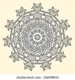 Ornament beautiful  card with mandala. Geometric circle element made in vector. Perfect  cards for any other kind of design, birthday and other holiday, kaleidoscope,  medallion, yoga, india, arabic