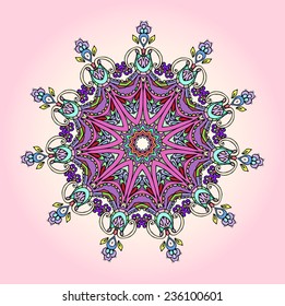 Ornament beautiful  card with mandala. Geometric circle element made in vector. Perfect  cards for any other kind of design, birthday and other holiday, kaleidoscope,  medallion, yoga, india, arabic