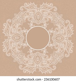 Ornament beautiful  card with mandala. Geometric circle element made in vector. Perfect  cards for any other kind of design, birthday and other holiday, kaleidoscope,  medallion, yoga, india, arabic