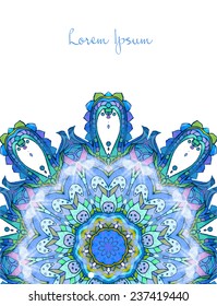 Ornament beautiful card with mandala. Geometric circle element made in vector. Perfect cards for any other kind of design, birthday and other holiday, kaleidoscope,  Watercolor, yoga, india, arabic