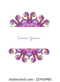 Ornament beautiful card with mandala. Geometric circle element made in vector. Perfect cards for any other kind of design, birthday and other holiday, kaleidoscope,  Watercolor, yoga, india, arabic