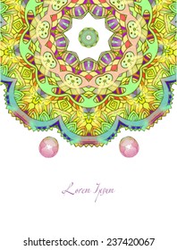 Ornament beautiful card with mandala. Geometric circle element made in vector. Perfect cards for any other kind of design, birthday and other holiday, kaleidoscope,  Watercolor, yoga, india, arabic