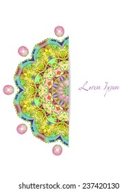Ornament beautiful card with mandala. Geometric circle element made in vector. Perfect cards for any other kind of design, birthday and other holiday, kaleidoscope,  Watercolor, yoga, india, arabic