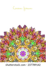 Ornament beautiful  card with mandala. Geometric circle element made in vector. Perfect  cards for any other kind of design, birthday and other holiday, kaleidoscope,  medallion, yoga, india, arabic
