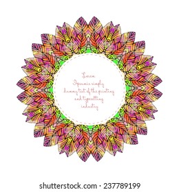 Ornament beautiful  card with mandala. Geometric circle element made in vector. Perfect  cards for any other kind of design, birthday and other holiday, kaleidoscope,  medallion, yoga, india, arabic