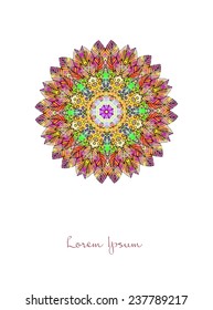 Ornament beautiful  card with mandala. Geometric circle element made in vector. Perfect  cards for any other kind of design, birthday and other holiday, kaleidoscope,  medallion, yoga, india, arabic
