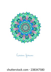 Ornament beautiful card with mandala. Geometric circle element made in vector. Perfect cards for any other kind of design, birthday and other holiday, kaleidoscope,  Watercolor, yoga, india, arabic