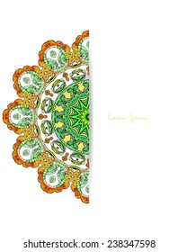 Ornament beautiful card with mandala. Geometric circle element made in vector. Perfect cards for any other kind of design, birthday and other holiday, kaleidoscope,  Watercolor, yoga, india, arabic