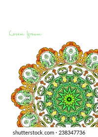 Ornament beautiful card with mandala. Geometric circle element made in vector. Perfect cards for any other kind of design, birthday and other holiday, kaleidoscope,  Watercolor, yoga, india, arabic