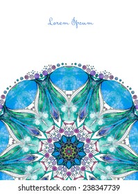 Ornament beautiful card with mandala. Geometric circle element made in vector. Perfect cards for any other kind of design, birthday and other holiday, kaleidoscope,  Watercolor, yoga, india, arabic