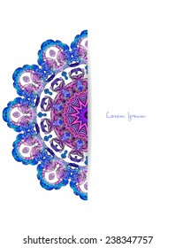 Ornament beautiful card with mandala. Geometric circle element made in vector. Perfect cards for any other kind of design, birthday and other holiday, kaleidoscope,  Watercolor, yoga, india, arabic
