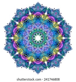 Ornament beautiful card with mandala. Geometric circle element made in vector. Perfect cards for any other kind of design, birthday and other holiday, kaleidoscope,  Watercolor, yoga, india, arabic