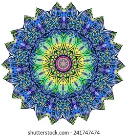 Ornament beautiful card with mandala. Geometric circle element made in vector. Perfect cards for any other kind of design, birthday and other holiday, kaleidoscope,  Watercolor, yoga, india, arabic