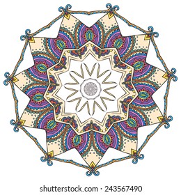 Ornament beautiful  card with mandala. Geometric circle element made in vector. Perfect  cards for any other kind of design, birthday and other holiday, kaleidoscope,  medallion, yoga, india, arabic