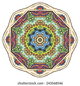 Ornament beautiful  card with mandala. Geometric circle element made in vector. Perfect  cards for any other kind of design, birthday and other holiday, kaleidoscope,  medallion, yoga, india, arabic