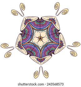 Ornament beautiful  card with mandala. Geometric circle element made in vector. Perfect  cards for any other kind of design, birthday and other holiday, kaleidoscope,  medallion, yoga, india, arabic