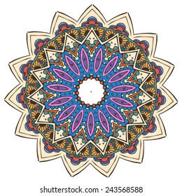 Ornament beautiful  card with mandala. Geometric circle element made in vector. Perfect  cards for any other kind of design, birthday and other holiday, kaleidoscope,  medallion, yoga, india, arabic