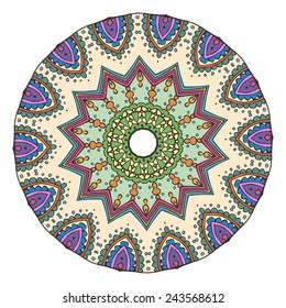 Ornament beautiful  card with mandala. Geometric circle element made in vector. Perfect  cards for any other kind of design, birthday and other holiday, kaleidoscope,  medallion, yoga, india, arabic