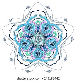 Ornament beautiful  card with mandala. Geometric circle element made in vector. Perfect  cards for any other kind of design, birthday and other holiday, kaleidoscope,  medallion, yoga, india, arabic